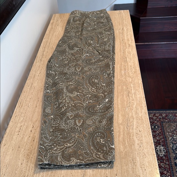 Talbots olive Paisley Patterned Pants  size 12 - Picture 1 of 6